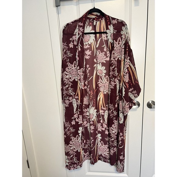 Free People Intimate Floral Duster Cover Up Open Front Lightweight Size Small S - Picture 2 of 16